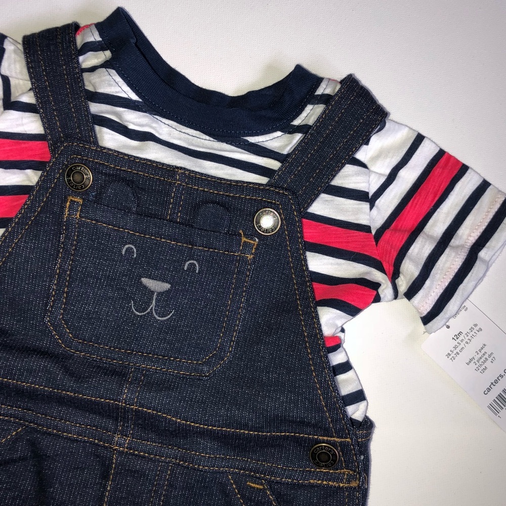 Baby Boy 12 Month Bear-y Blue Jean Overalls